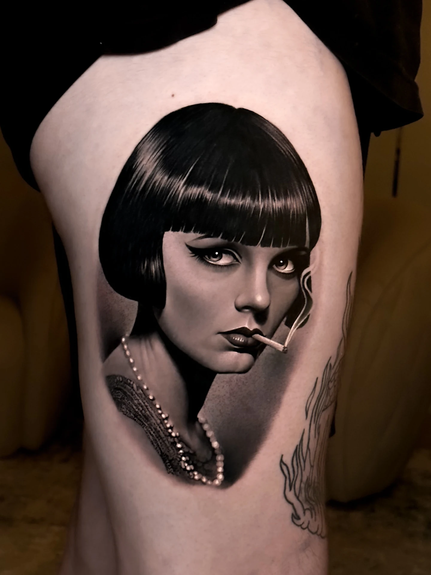Realistic female portrait in black and grey